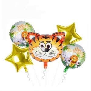 Set 5 baloane folie figurina cap Tigru, It's Party Time, 60 cm