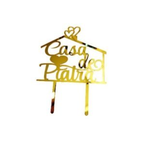 Decoratiune Topper pentru tort, Casa de Piatra, It's Party Time, Auriu, 11x18 cm