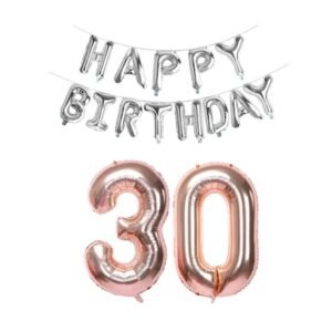 Set baloane folie Happy Birthday + cifra 30, It's Party Time