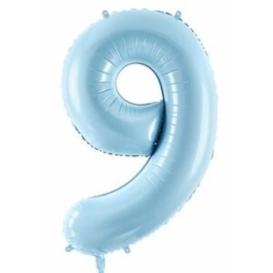 Balon din folie cifra 9, culoare bleu pastel, 81 cm, It's Party Time