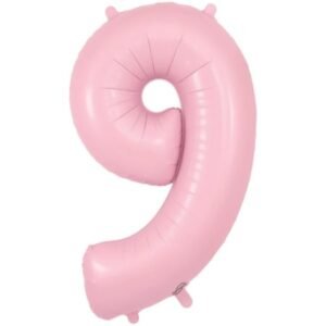 Balon din folie cifra 9, culoare roz pastel, 81 cm, It's Party Time