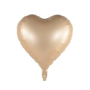 Balon folie inima, diametru 45 cm, culoare satin crem bej, It's Party Time