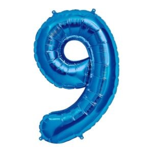 Balon din folie cifra 9, culoare albastru, 81 cm, It's Party Time