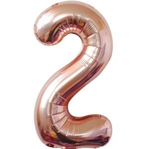 Balon aniversar, Atomia, Din folie de aluminiu, Cifra 2, Roz, 82 cm