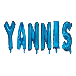 Set Baloane Numele Yannis, Albastru, 40Cm