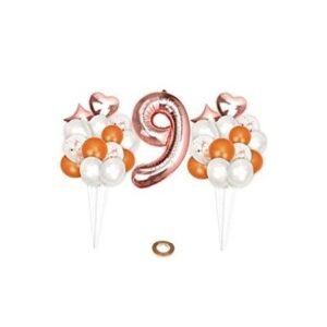 Set aniversar Rosegold Luftballons, 9 ani, 33 piese, auriu/roz