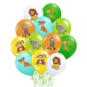 Set 10 baloane latex animalute safari, zoo, 30 cm