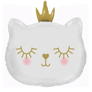 Balon Folie Figurina Cap Pisica Alba, It's Party Time, 56x49cm