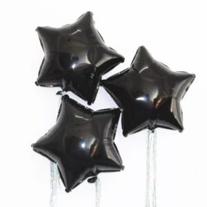 Balon folie stea, set 3 baloane, diametru 45 cm, culoare negru, It's Party Time