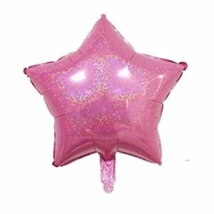 Balon folie stea, diametru 45 cm, culoare roz glitter, It's Party Time