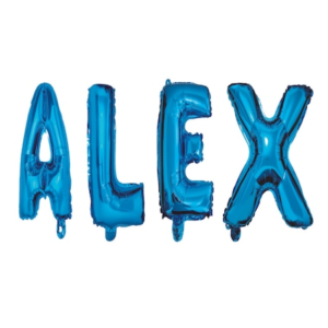 Set Baloane Litere Nume Alex , Albastru , 40Cm