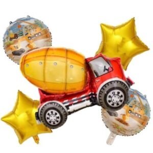 Set 5 baloane folie betoniera, It's Party Time, masini constructii, utilaje, 83 cm