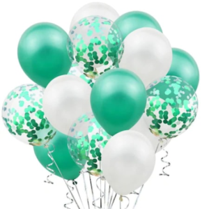 Set 15 baloane pentru petrecere, It's Party Time, verde / alb, 30cm