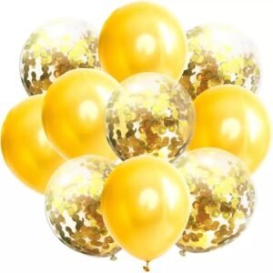 Set 10 baloane cu confetti, culoare auriu, 30 cm, It's Party Time